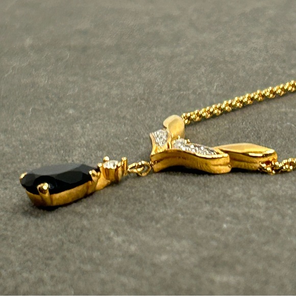 D’orlan black pear shaped gem necklace vintage - Picture 9 of 10